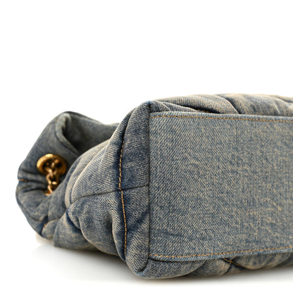 Saint Laurent Denim Quilted Small Loulou Puffer Monogram Chain Satchel Blue Cinnamon 7 of 8