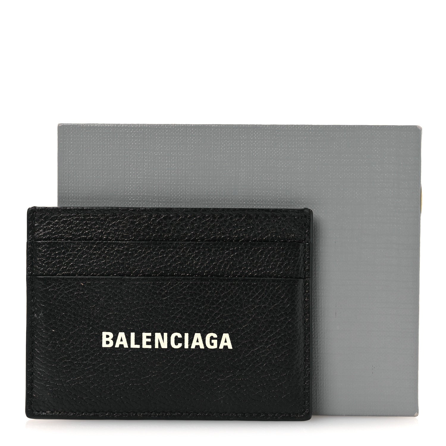 Balenciaga Grained Calfskin Logo Cash Card Holder Black White 10 of 10