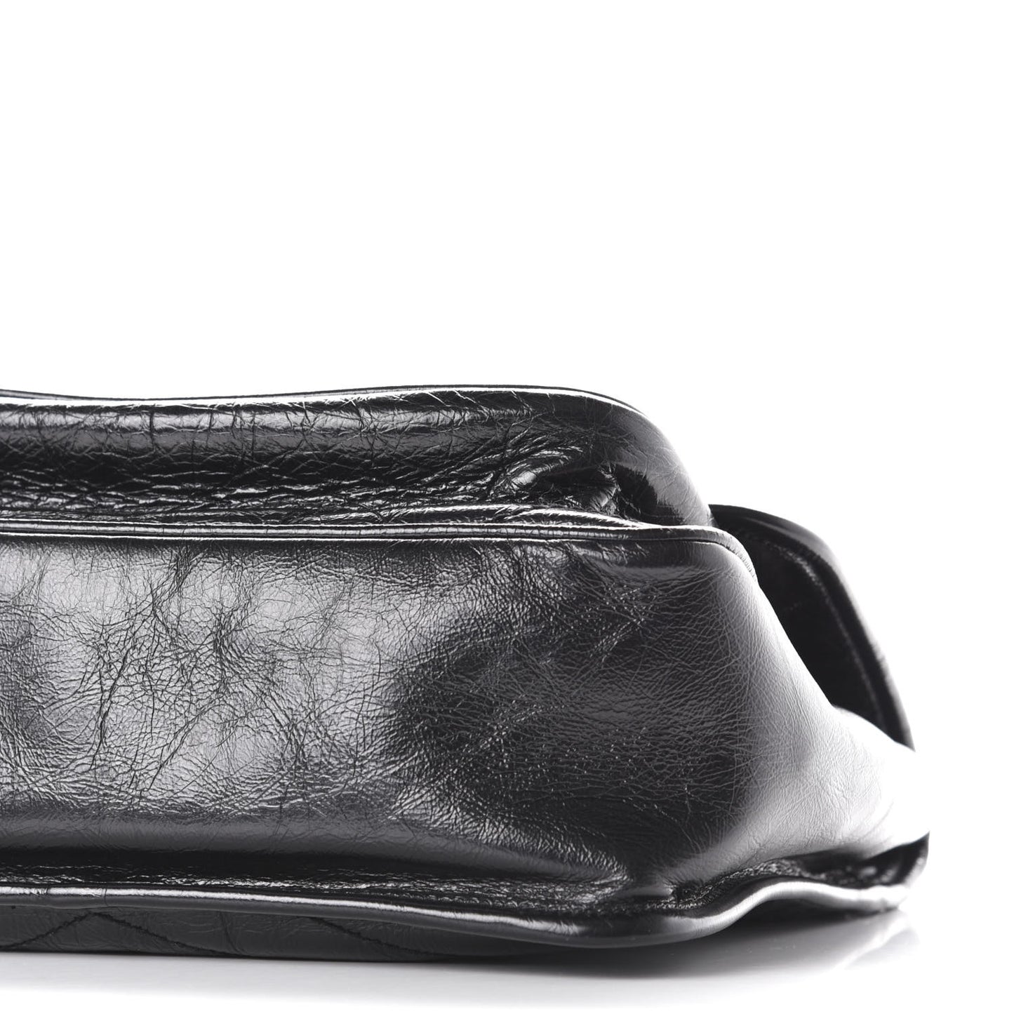 Crinkled Calfskin Matelasse Monogram Medium Niki Chain Satchel Black