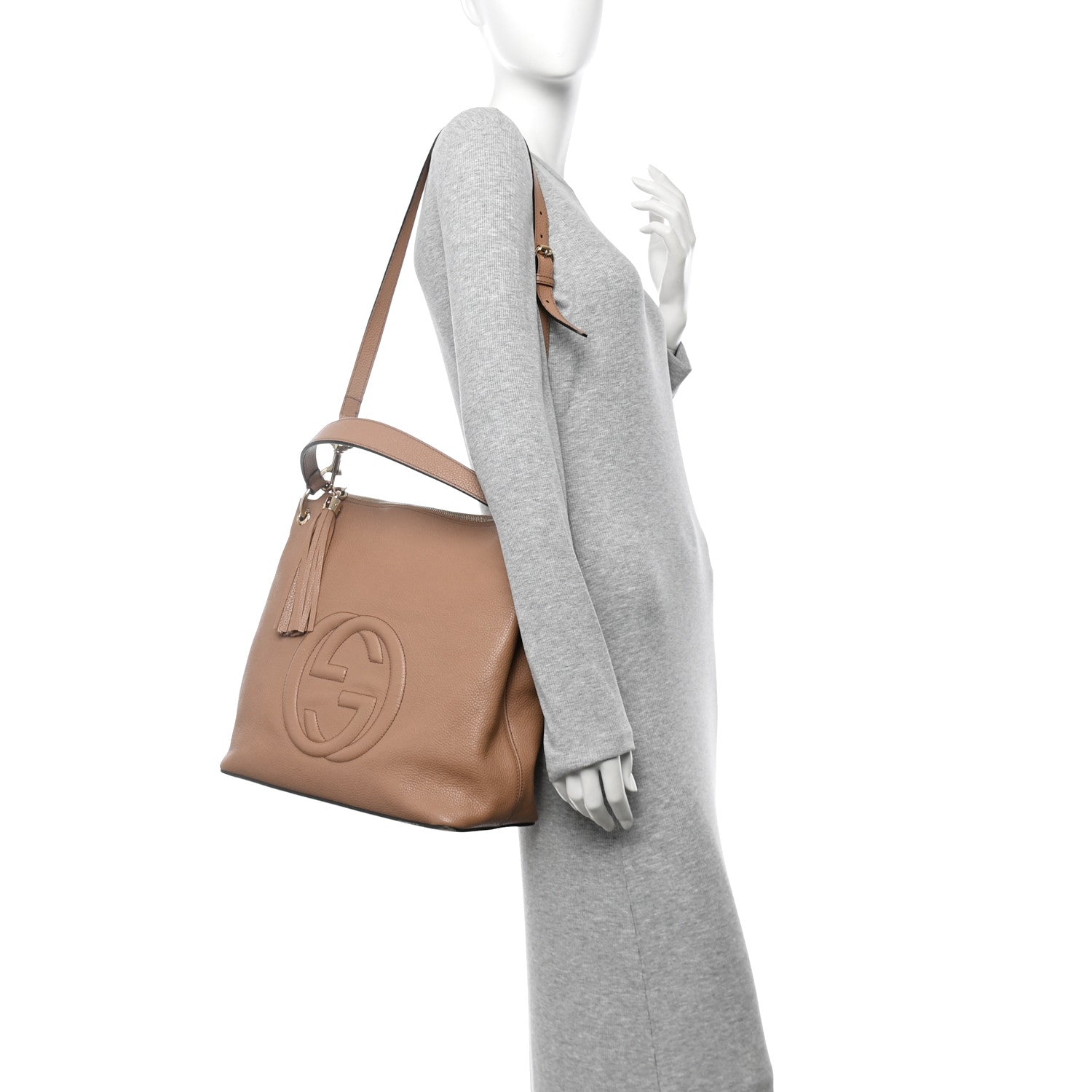 Gucci Pebbled Calfskin Large Soho Hobo Camelia 2 of 13