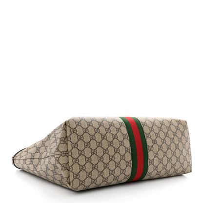 Gucci GG Supreme Monogram Textured Calfskin Web Medium Ophidia Shopping Tote Beige Ebony New Acero 4 of 22