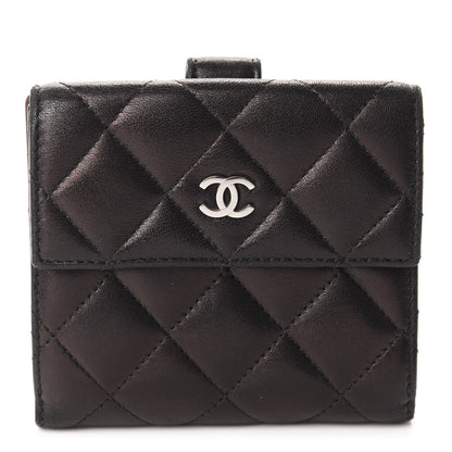Chanel Lambskin Quilted Compact French Flap Wallet Black 1 of 8