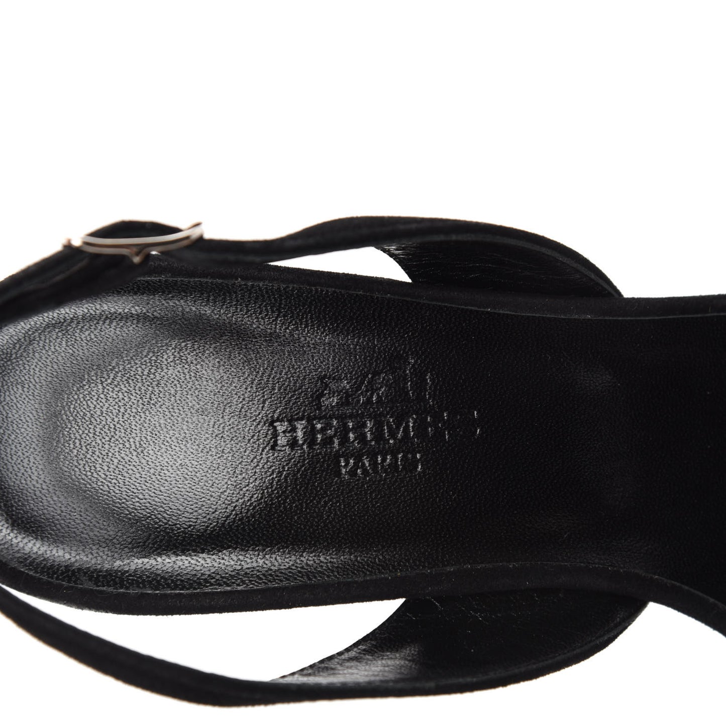 Velour Goatskin Crystal Poudre Night 70 Slingback Sandals 36 Argent Black