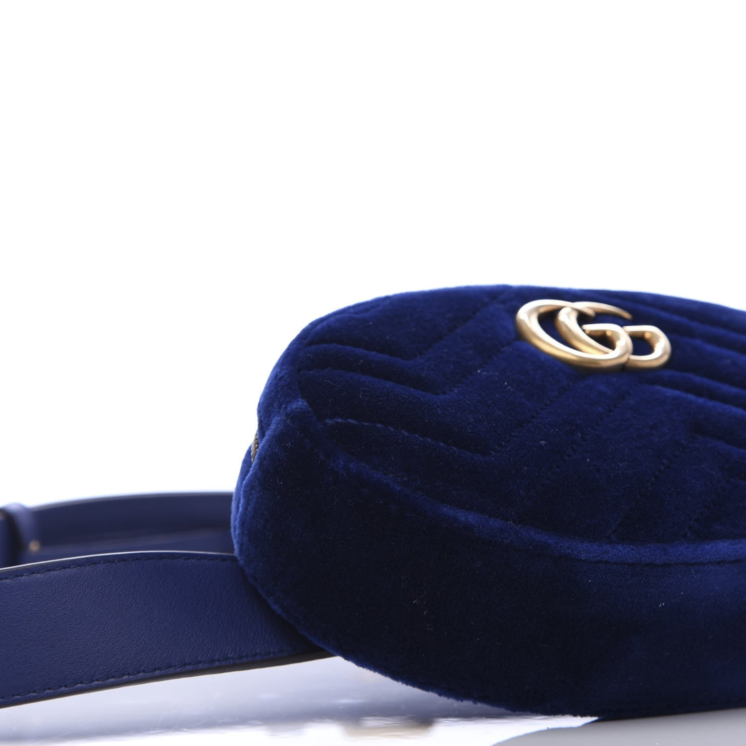 Gucci Velvet Matelasse GG Marmont Belt Bag 95 38 Cobalt Blue 9 of 12