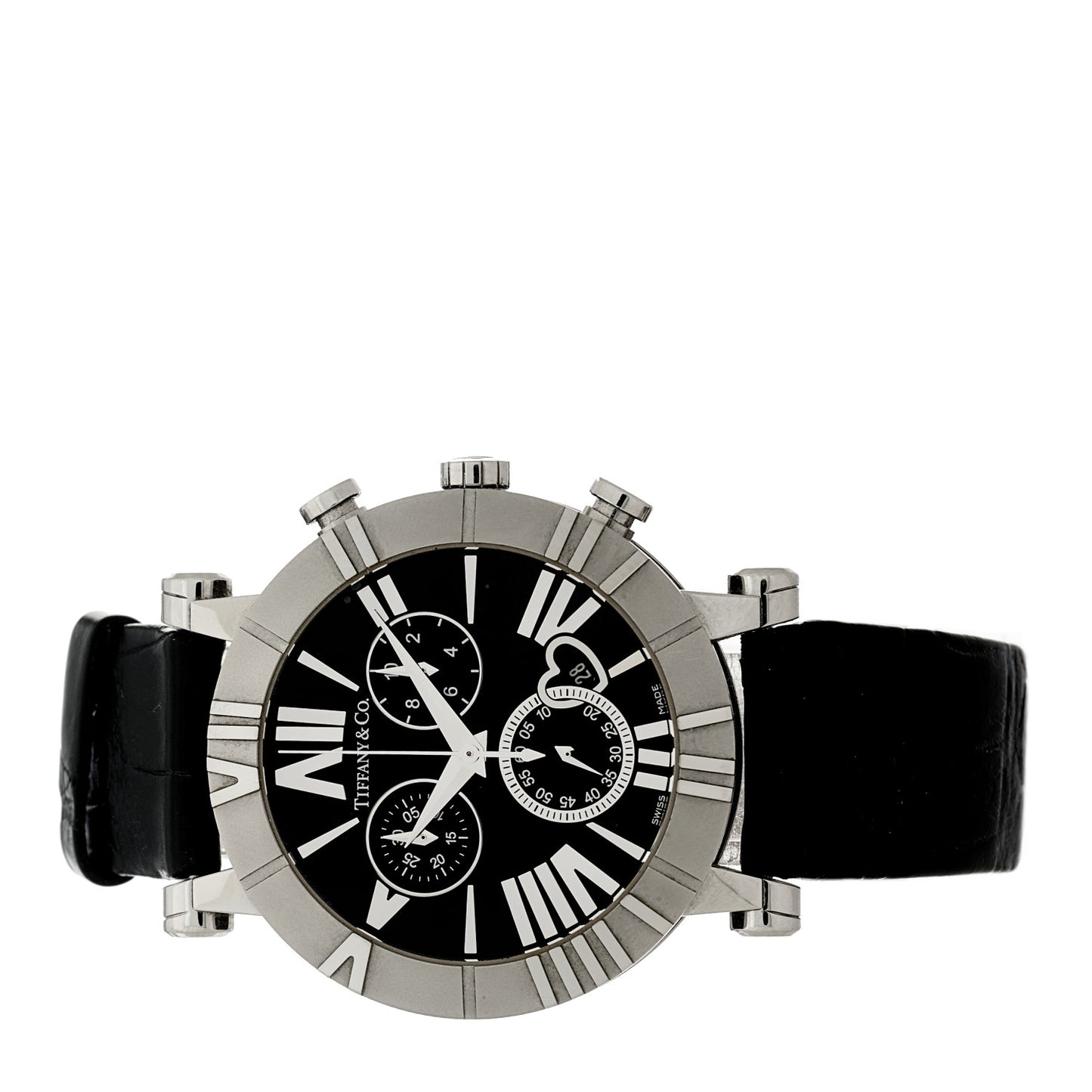 Stainless Steel Alligator 36mm Atlas Chronograph Quartz Watch Black