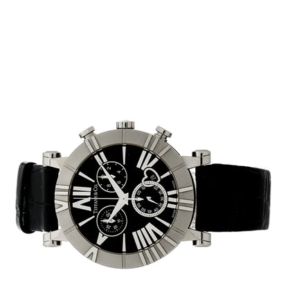Tiffany Stainless Steel Alligator 36mm Atlas Chronograph Quartz Watch Black 2 of 4
