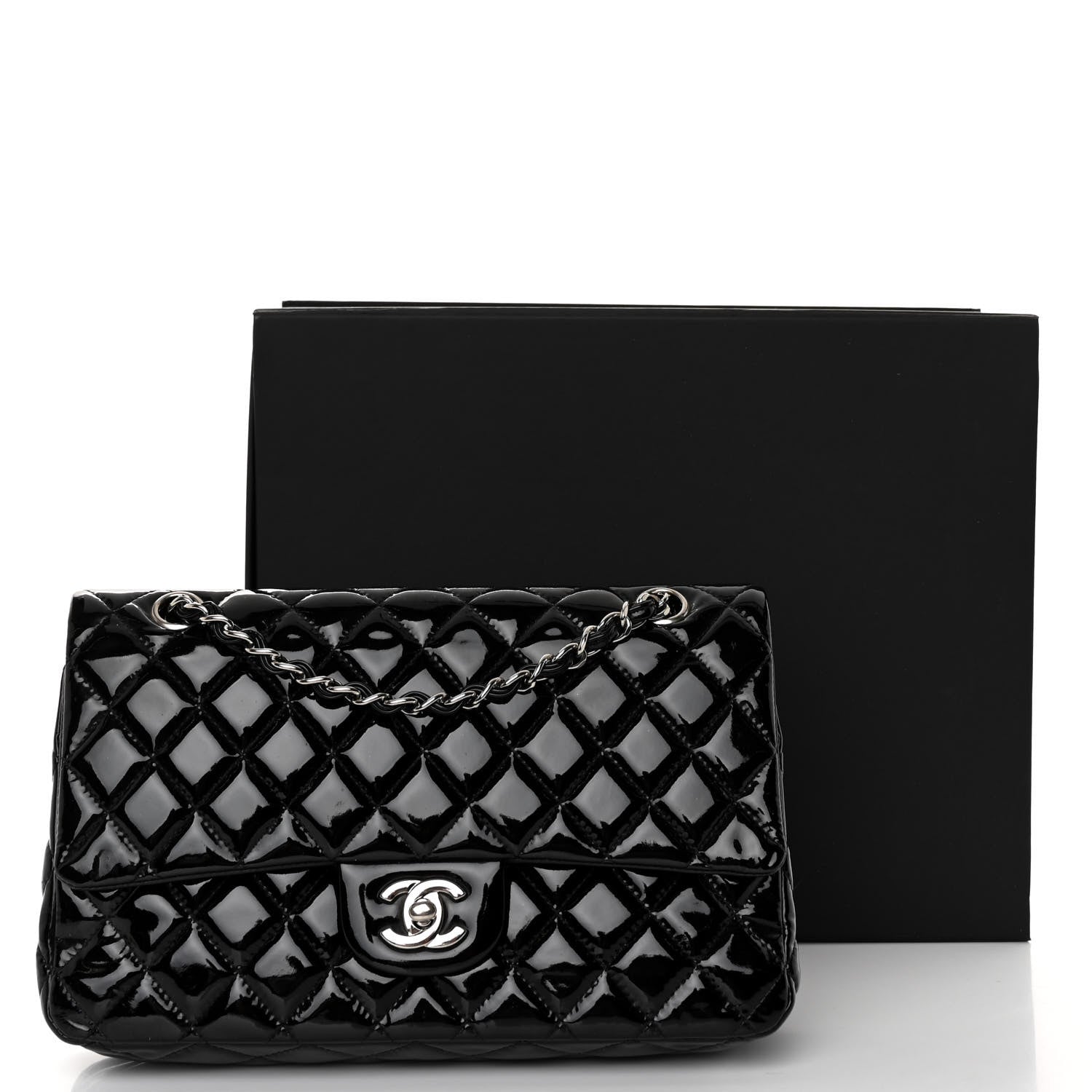 Chanel Patent Quilted Medium Double Flap Black 11 of 11