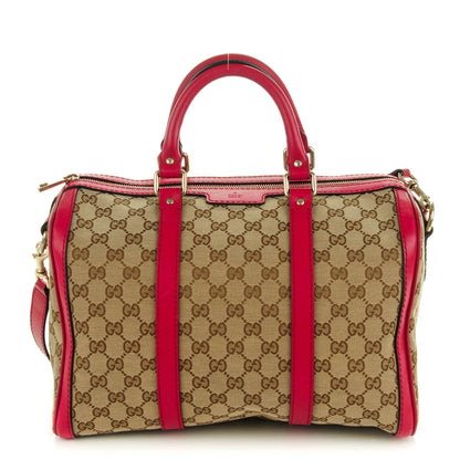 Gucci Monogram Medium Joy Boston Beige Red 1 of 8