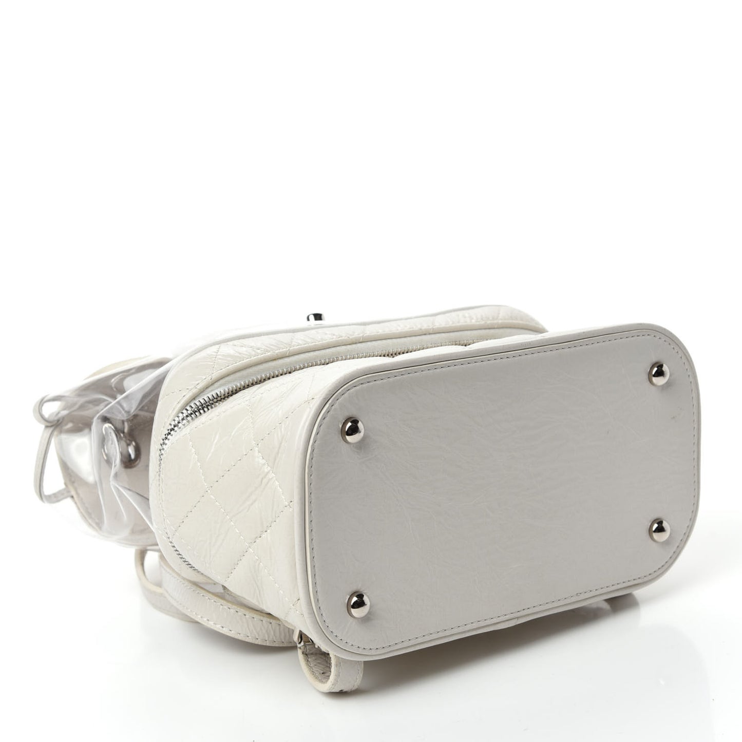 Crumpled Calfskin PVC Quilted Backpack White