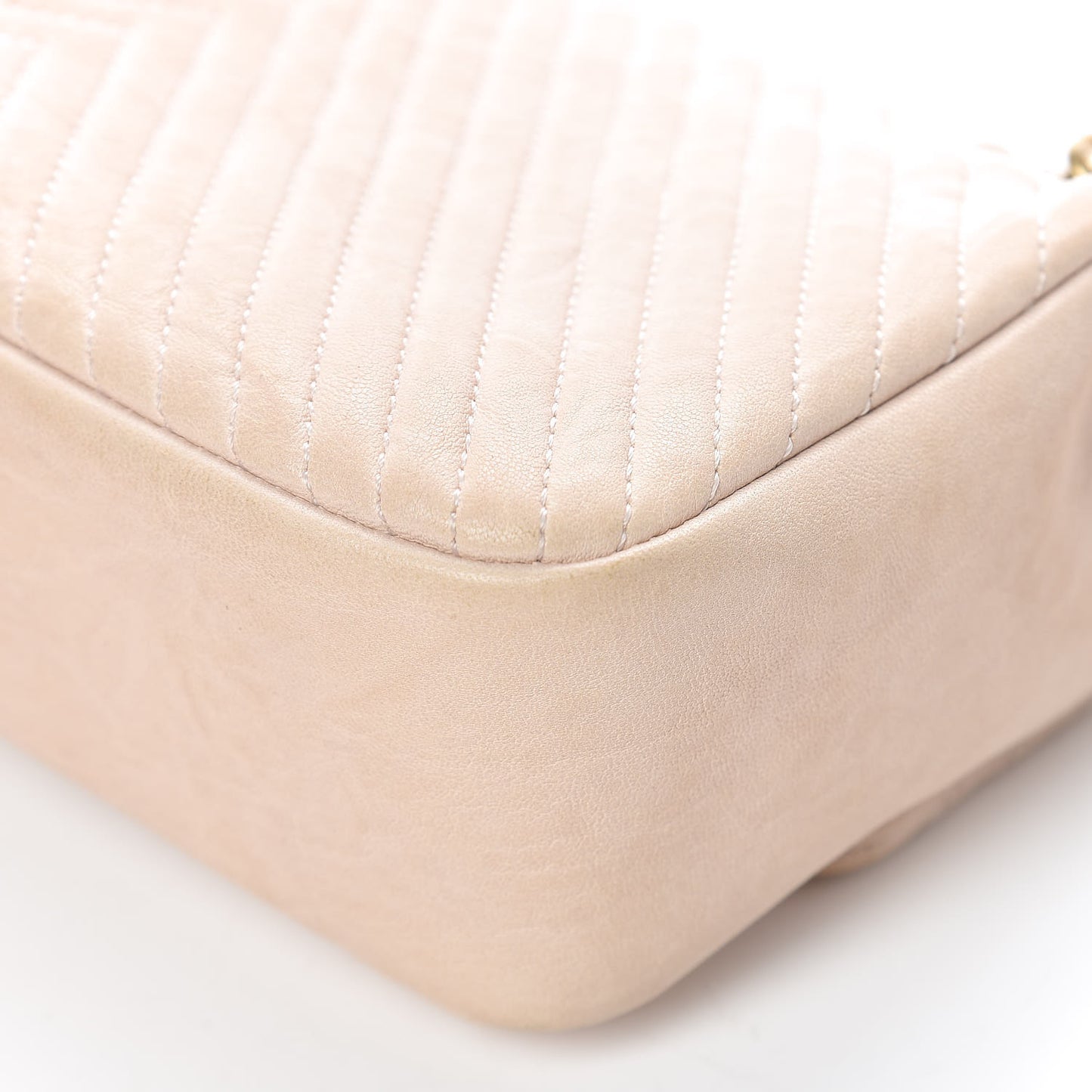 Calfskin Chevron Small Surpique Flap Ivory