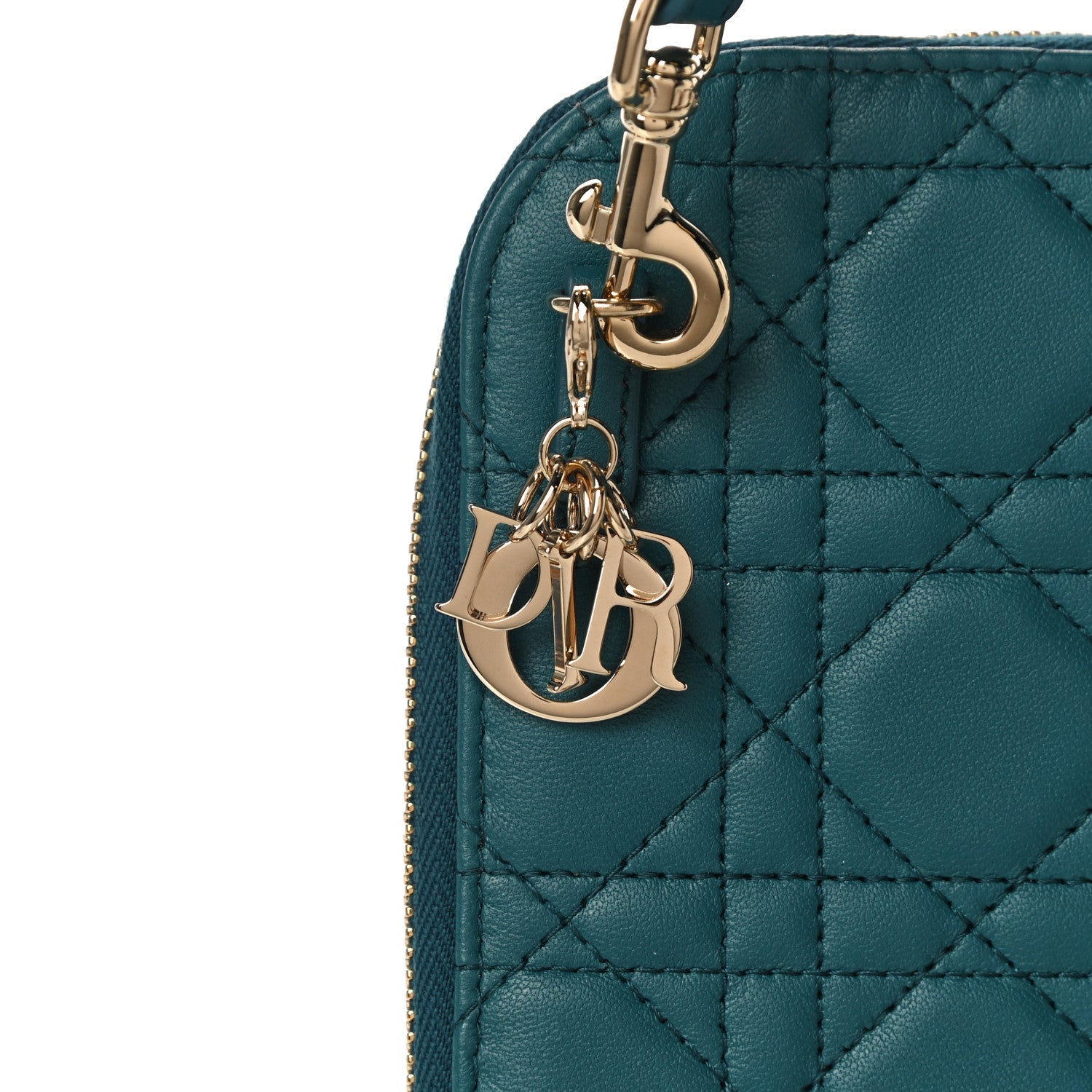 Christian Dior Lambskin Cannage Lady Dior Phone Holder Blue 7 of 10