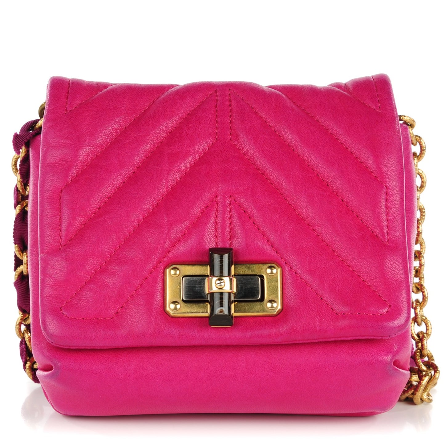 Lambskin Quilted Mini Happy Pop Crossbody Fuchsia