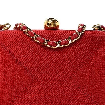 Chanel Woven Raffia Clutch With Chain Bag Red 8 of 12