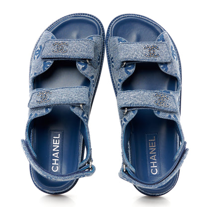 Chanel Denim CC Dad Sandals 39 Blue 2 of 9