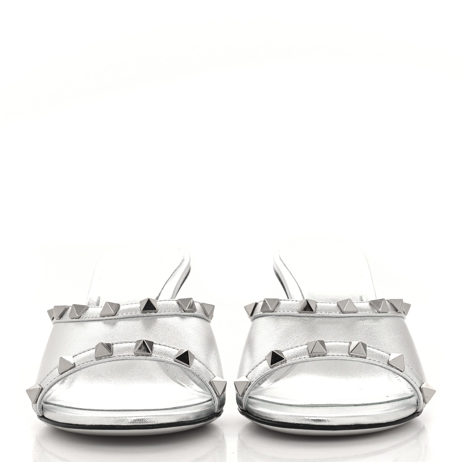 Valentino Garavani Metallic Lambskin Plexiglass Rockstud 75mm Wedge Sandals 37 Silver Transparent 2 of 9
