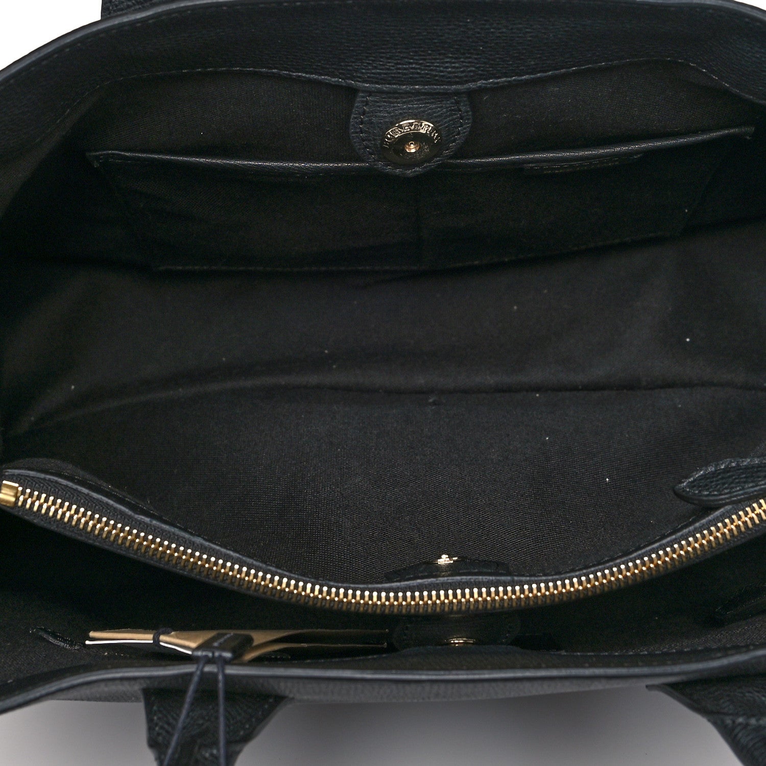 Burberry Grainy Calfskin House Check Large Banner Tote Black 6 of 11