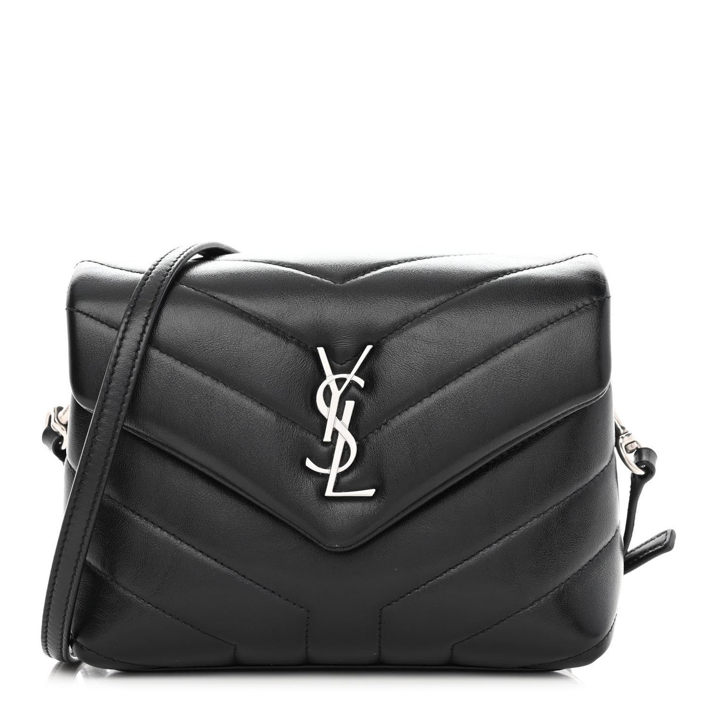 Calfskin Y Quilted Monogram Toy Loulou Crossbody Bag Black