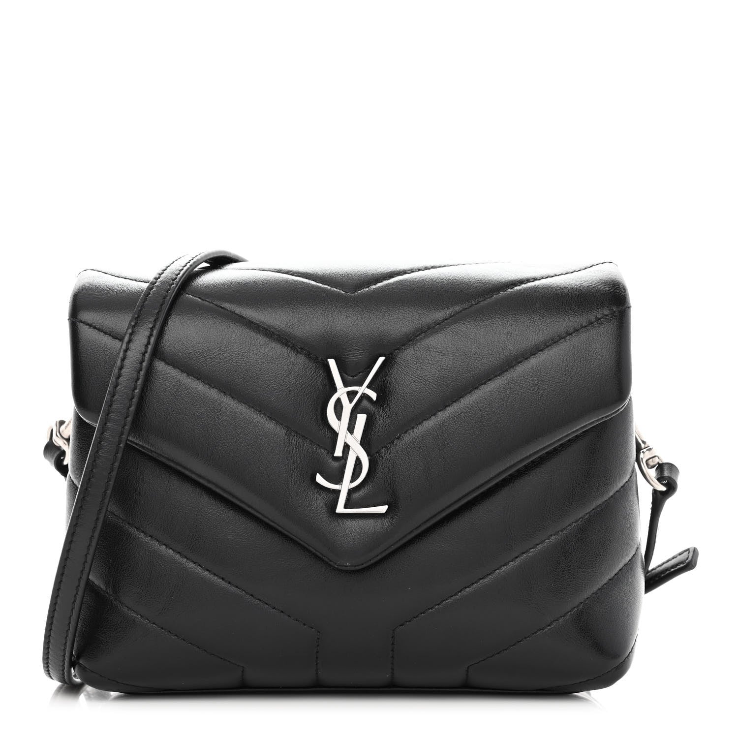 Saint Laurent Calfskin Y Quilted Monogram Toy Loulou Crossbody Bag Black 1 of 11
