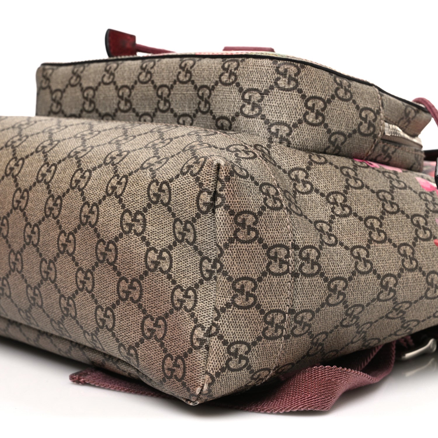 Gucci GG Supreme Monogram Blooms Medium Single Buckle Backpack Beige Multicolor Dry Rose 9 of 10