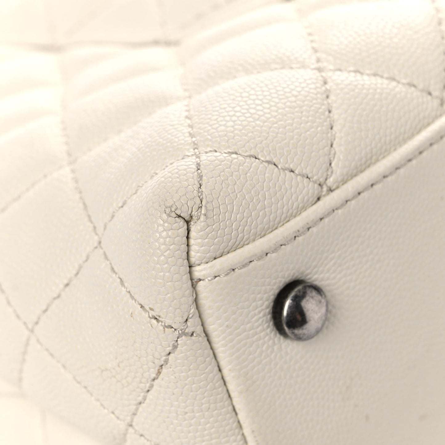 Caviar Lizard Quilted Small Coco Handle Flap Ivory
