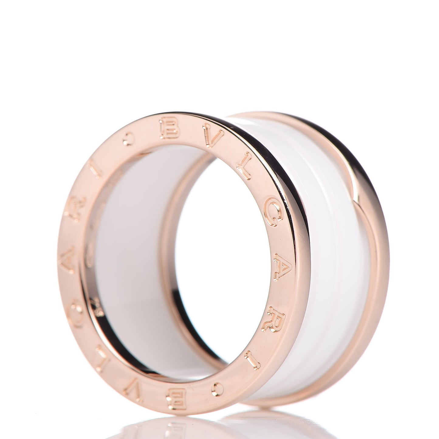 18K Rose Gold White Ceramic B.Zero1 Four-Band Ring 54 6.75