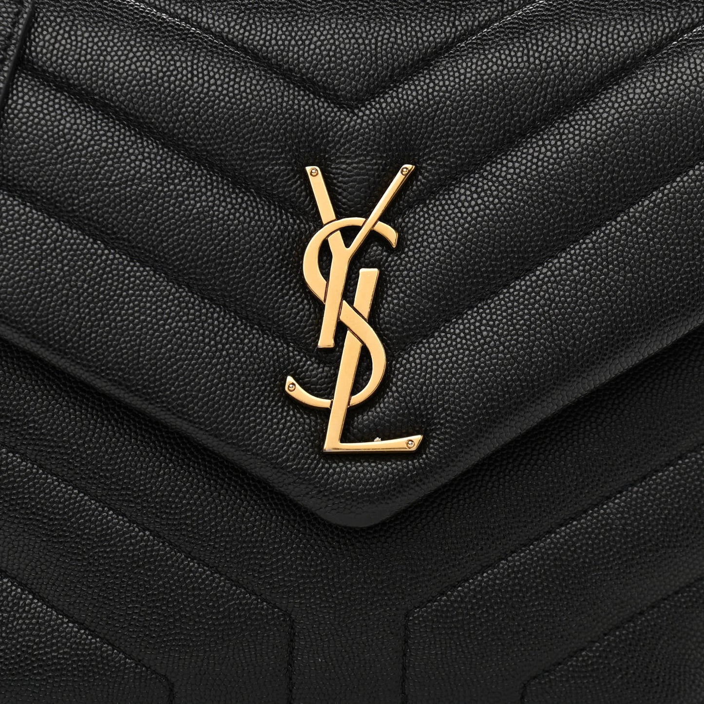 Grain de Poudre Calfskin Y Quilted Monogram Small Loulou Chain Satchel Black