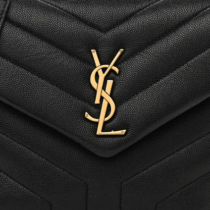 Saint Laurent Grain de Poudre Calfskin Y Quilted Monogram Small Loulou Chain Satchel Black 8 of 10