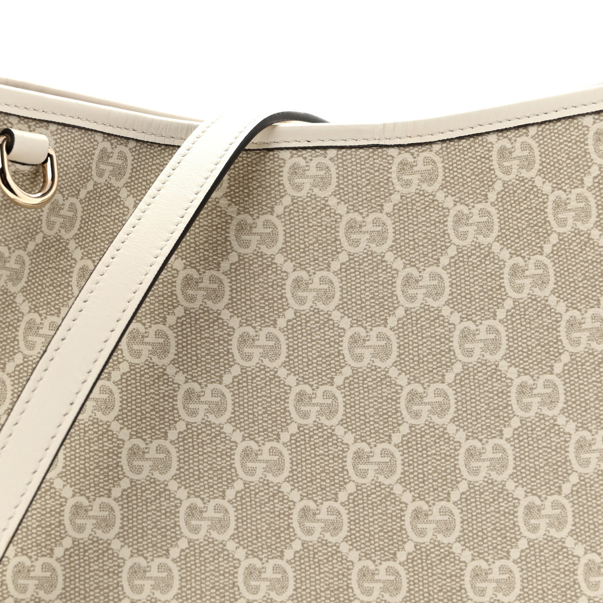 Gucci GG Supreme Monogram Medium Emblem Bucket Bag Beige White 8 of 11