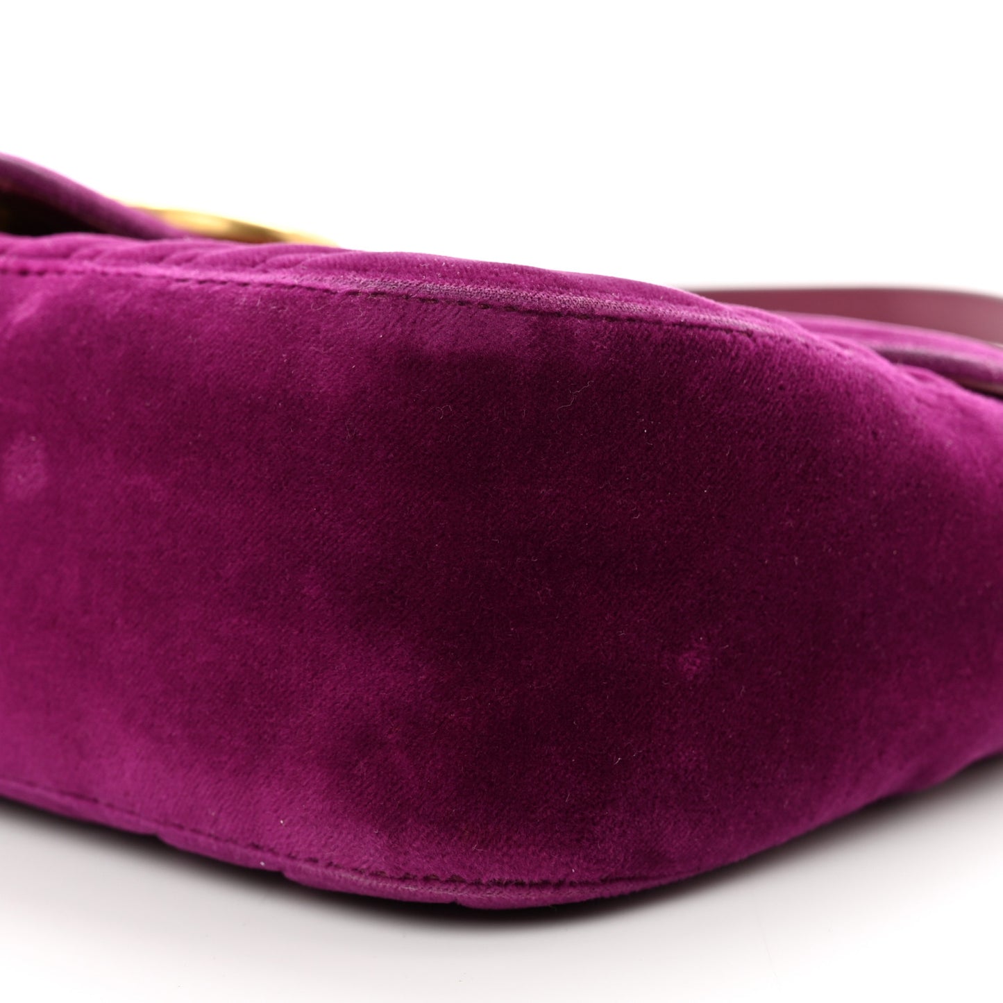 Velvet Matelasse Small GG Marmont Shoulder Bag Fuchsia Violet Cyclamen
