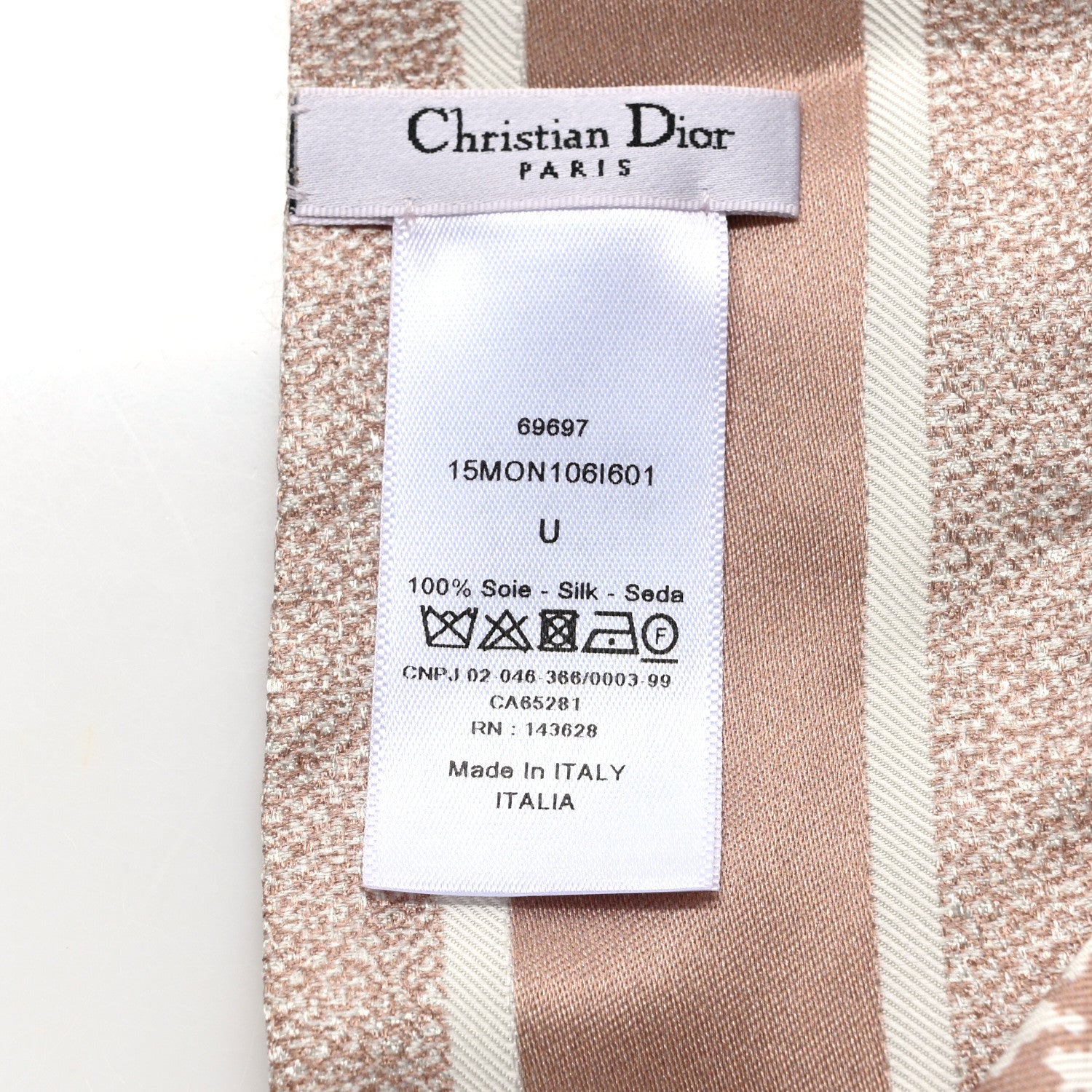 Christian Dior Silk Houndstooth Mitzah Scarf Beige 3 of 3