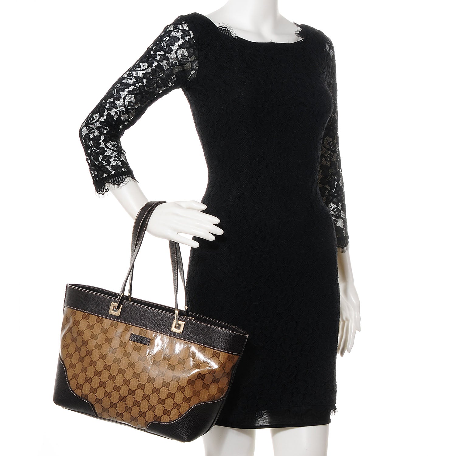 Gucci Crystal Monogram Tote Brown 2 of 7