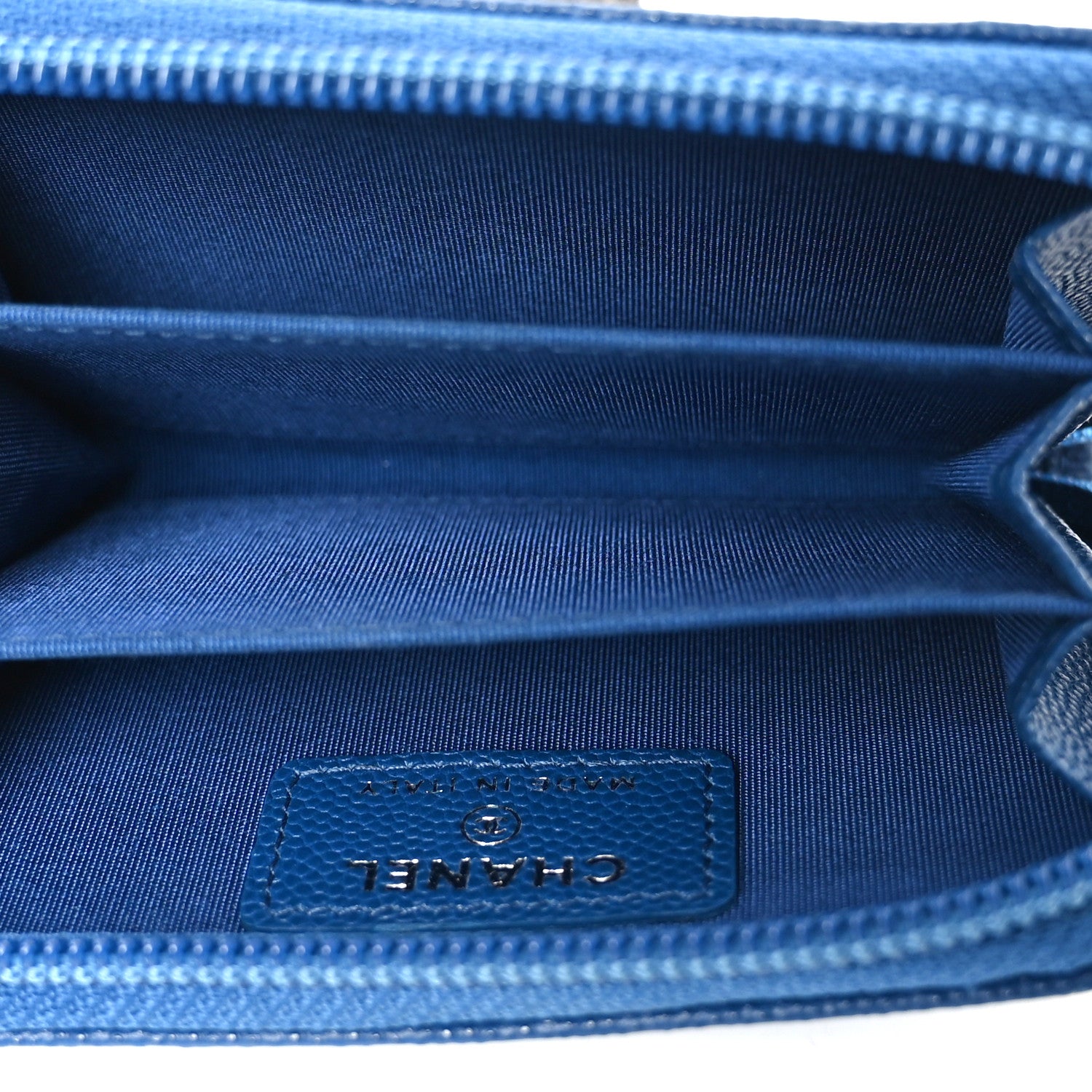 Chanel Caviar Quilted Boy Zip Around Coin Purse Wallet Blue 5 of 8