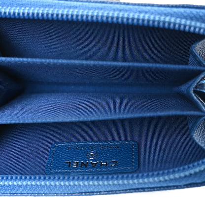 Chanel Caviar Quilted Boy Zip Around Coin Purse Wallet Blue 5 of 8