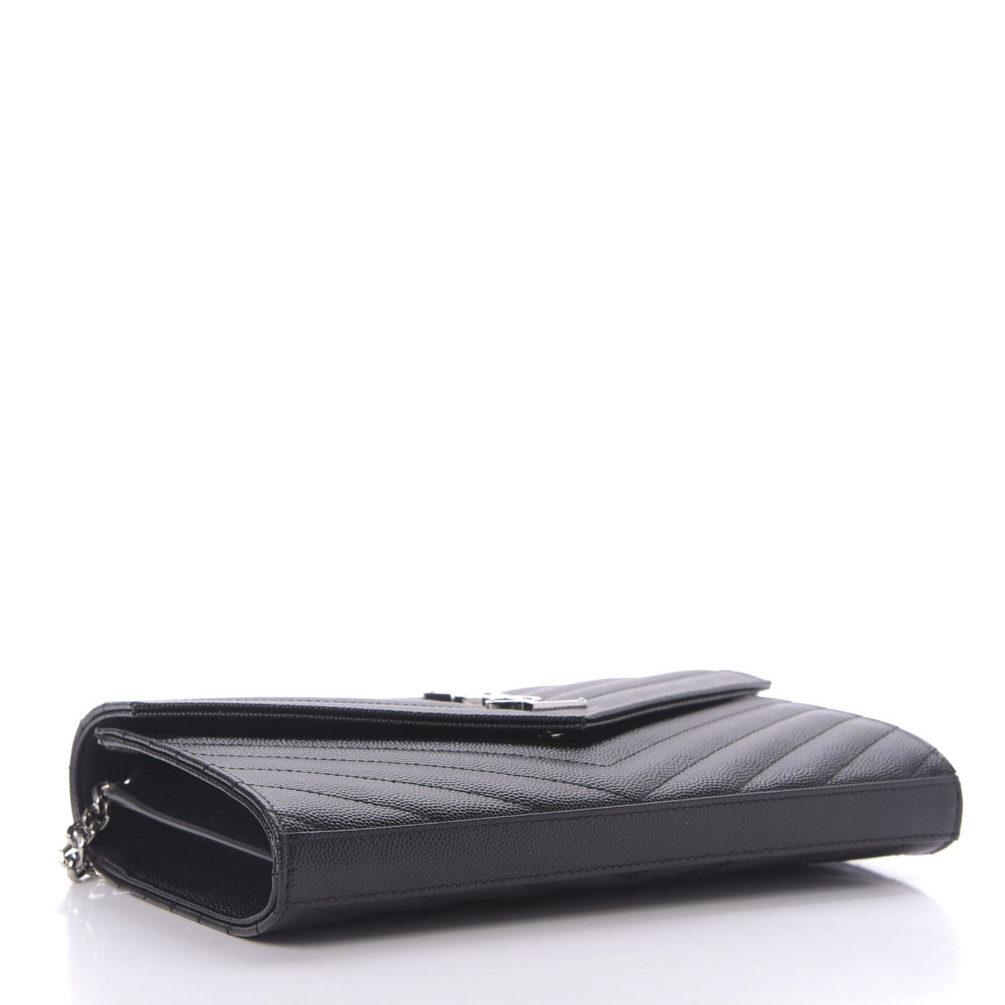 Grain De Poudre Matelasse Chevron Monogram Chain Wallet Black