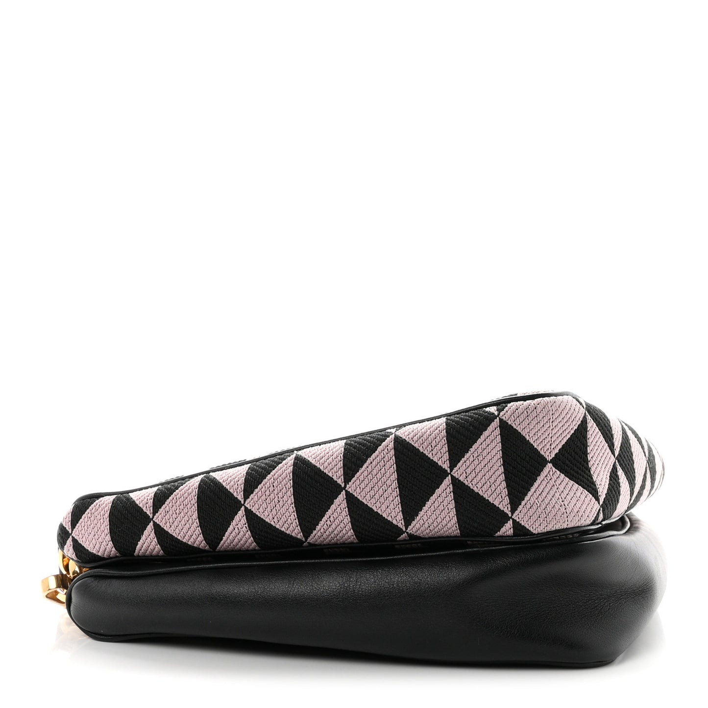 Jacquard Calfskin Triangolo Symbole Embroidered Mini Triangle Double Bag Black Alabastro