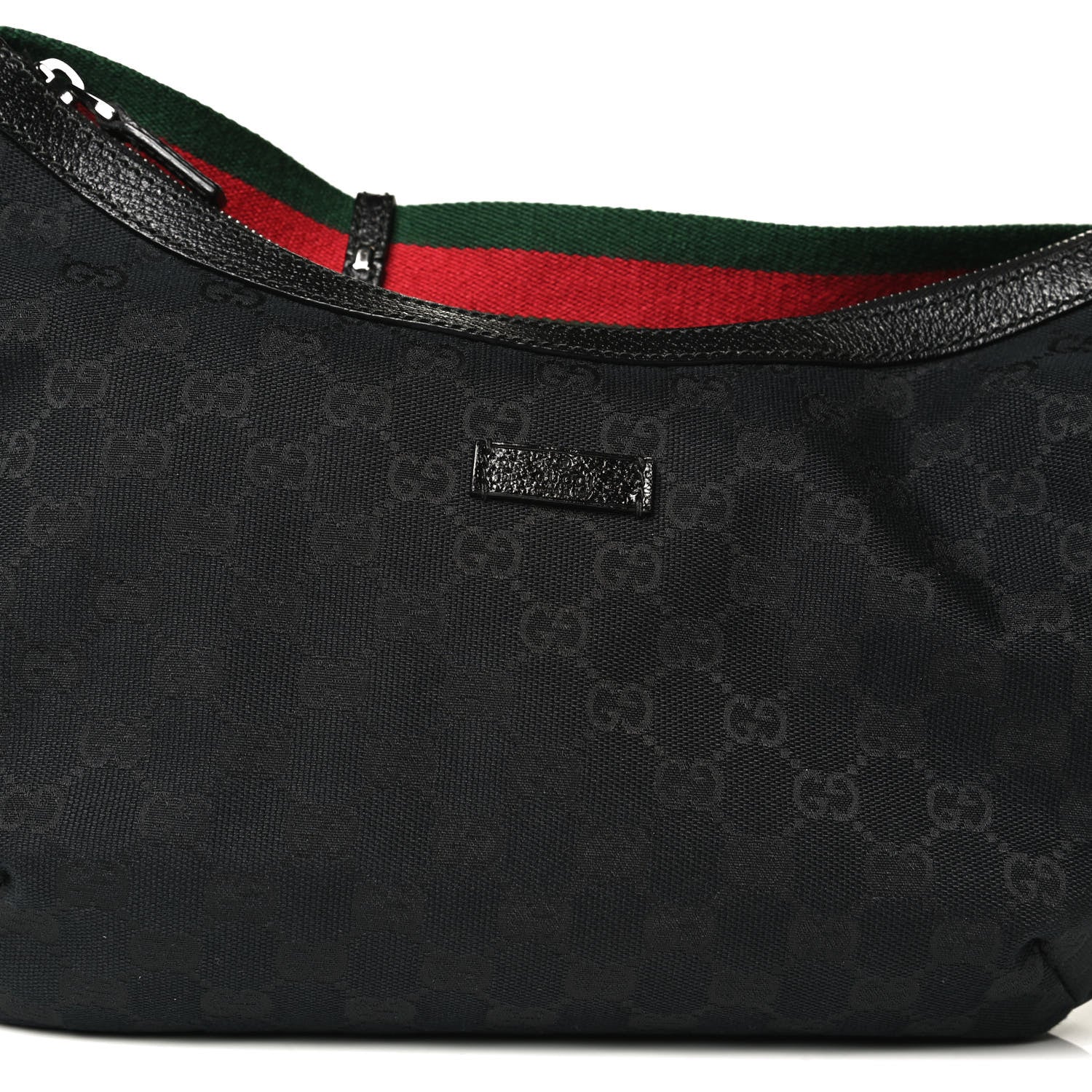 Gucci Monogram Web Medium Half Moon Hobo Black 11 of 16