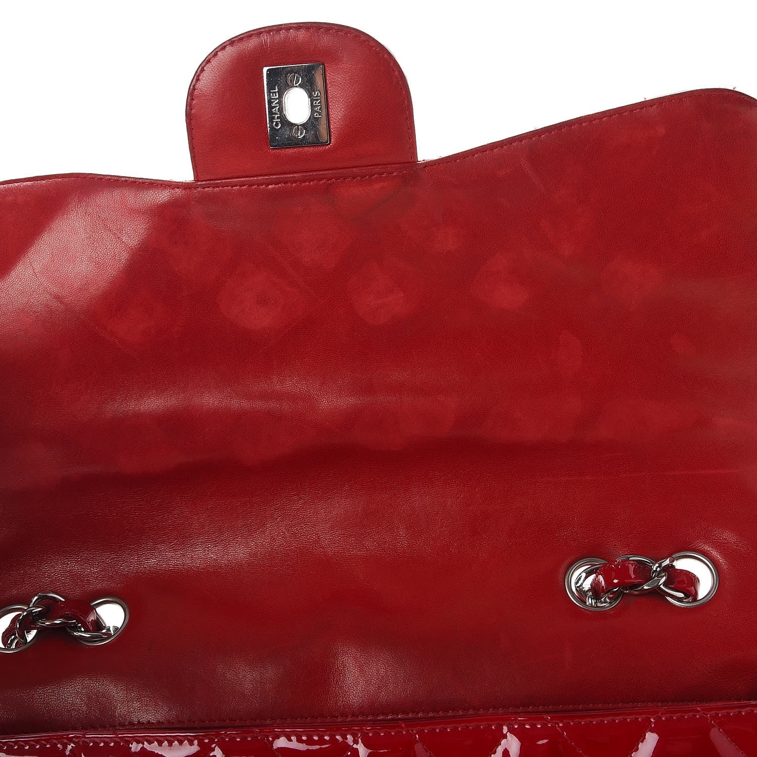Chanel Patent Quilted Jumbo Single Flap Red 8 of 11