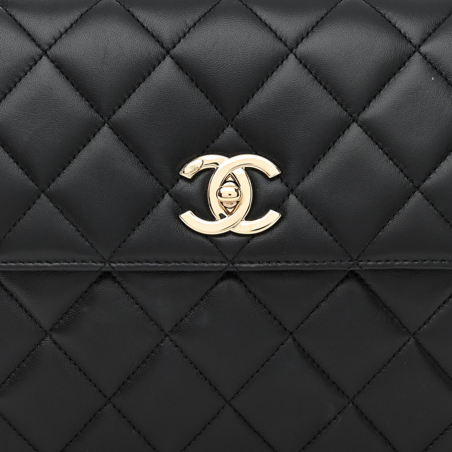 Lambskin Quilted Medium Trendy CC Flap Dual Handle Bag Black
