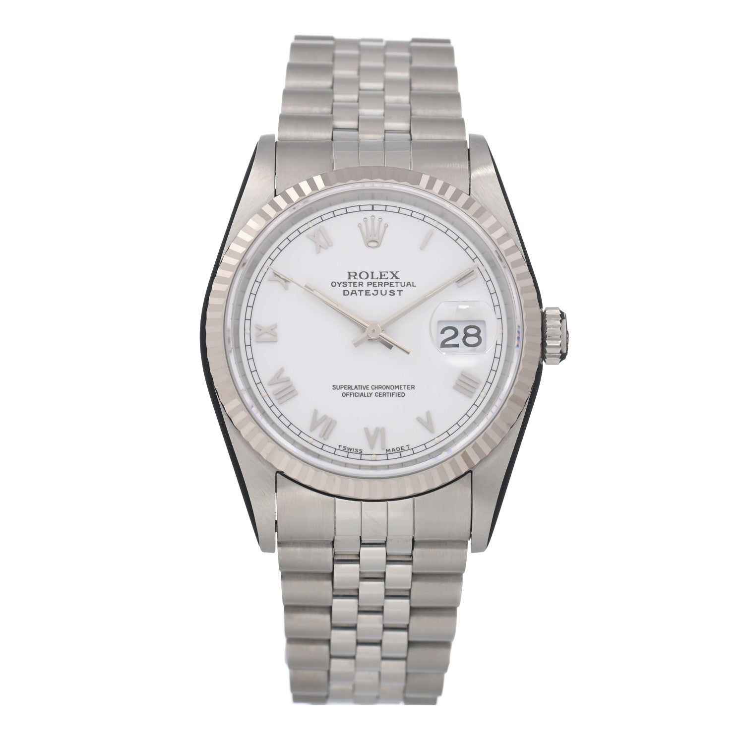 Rolex Stainless Steel 18K White Gold 36mm Oyster Perpetual Datejust Watch White Roman 16234 1 of 5