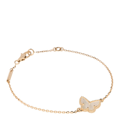 Van Cleef & Arpels 18K Yellow Gold Mother of Pearl Sweet Alhambra Butterfly Bracelet 1 of 5