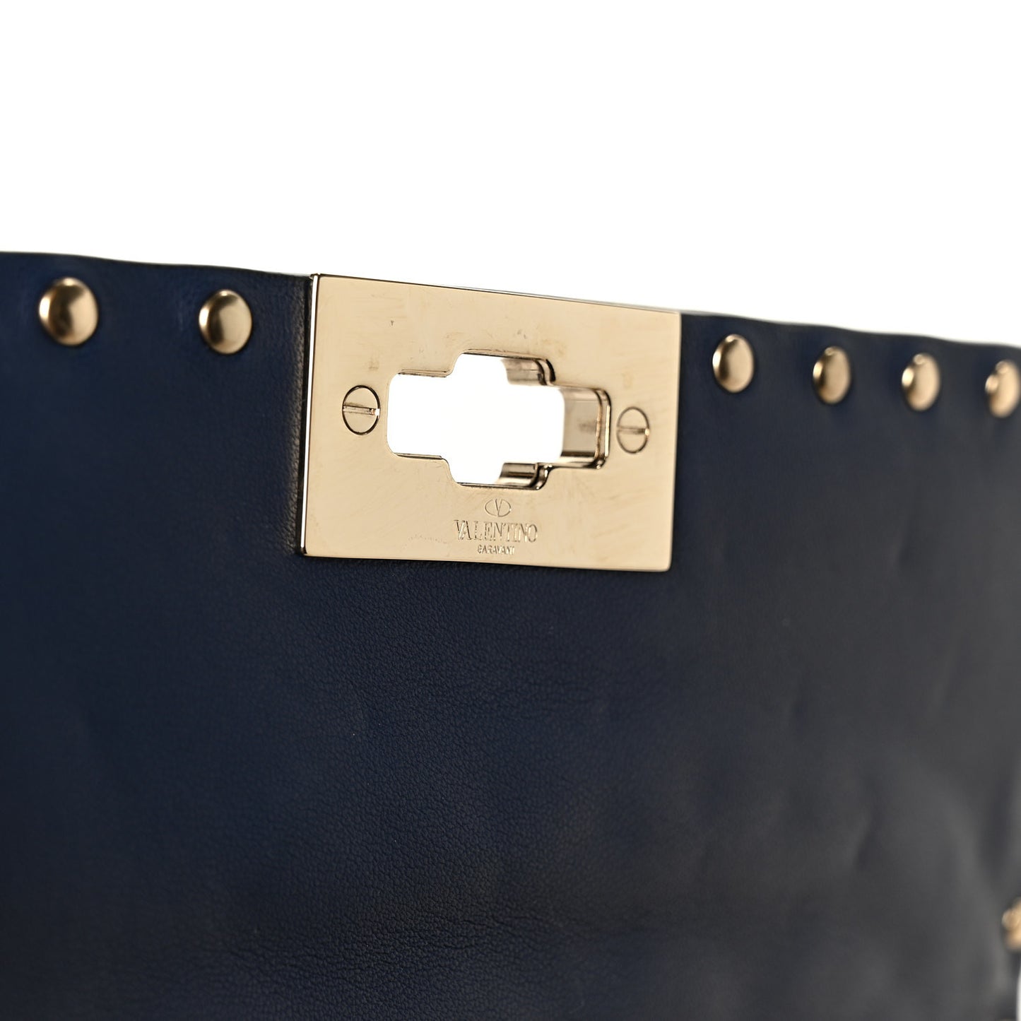 Patent Medium Rockstud Spike Shoulder Bag Pure Blue