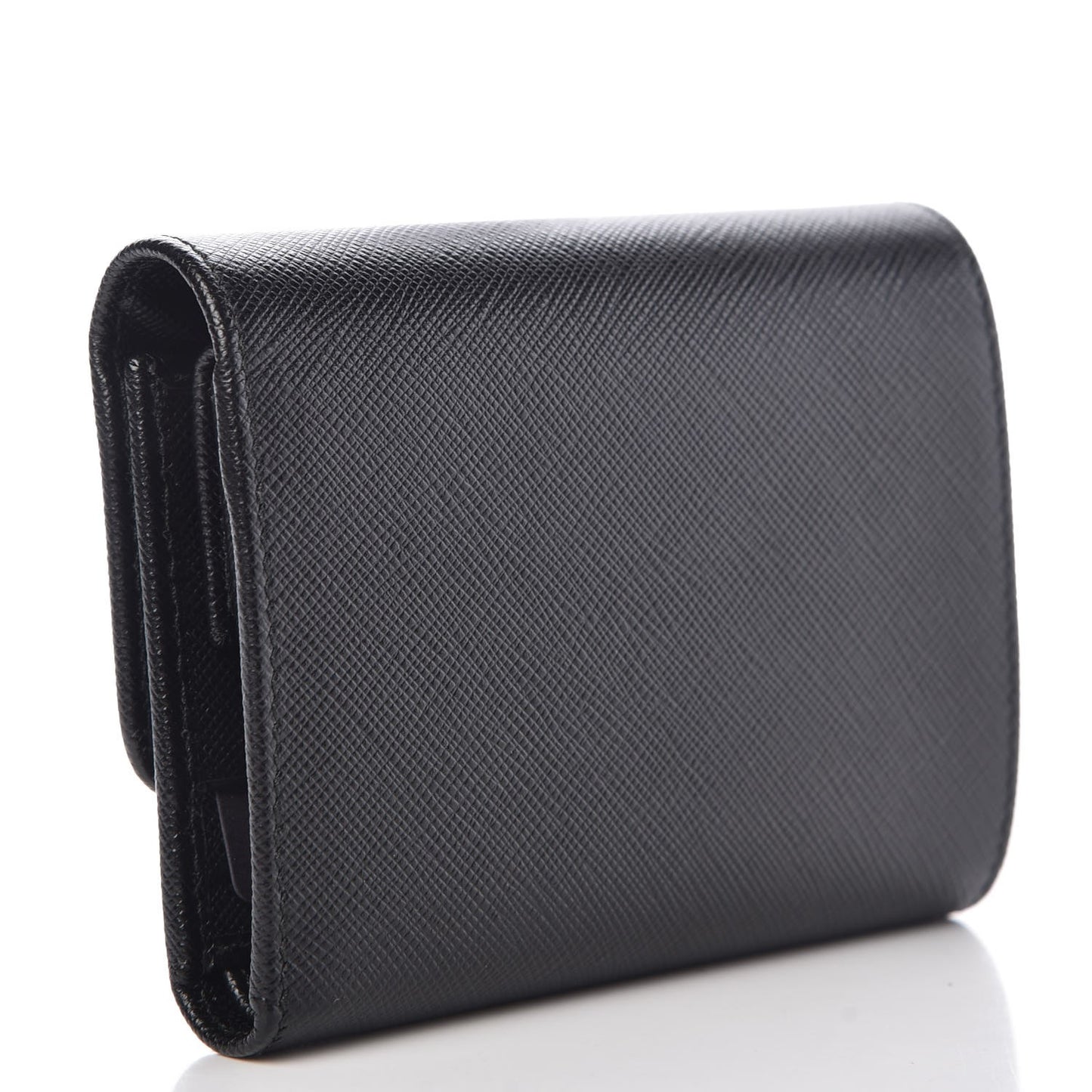 Saffiano Metal Tri-Fold Wallet Black
