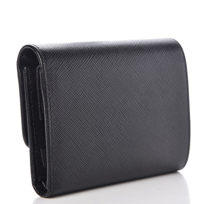 Prada Saffiano Metal Tri-Fold Wallet Black 3 of 7
