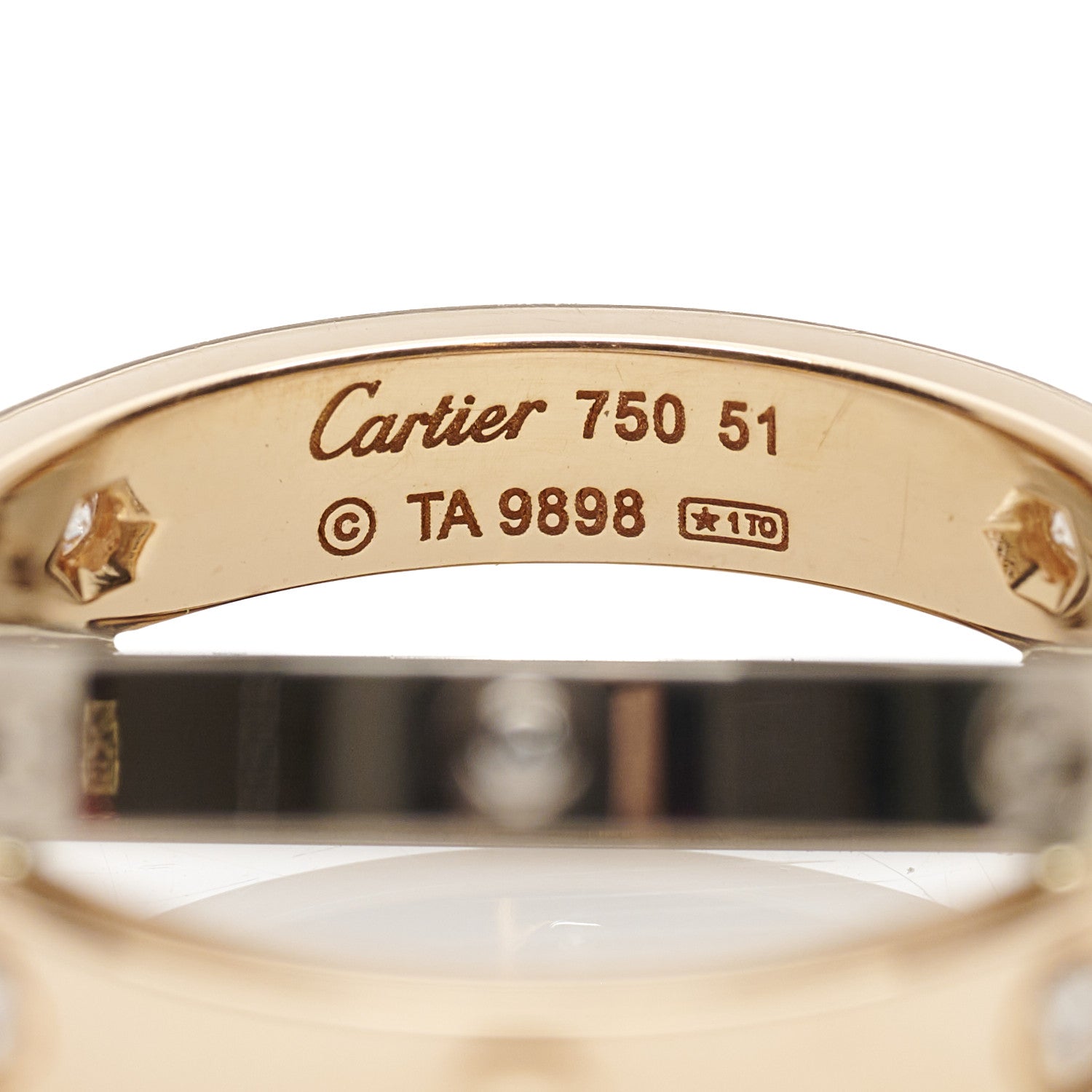 Cartier 18K Pink White Gold 6 Diamond LOVE Ring 51 5.75 4 of 4