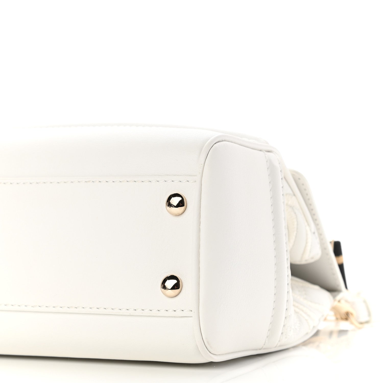 Versace Calfskin Embroidered Medium Baroque Palazzo Empire Bag White 9 of 10