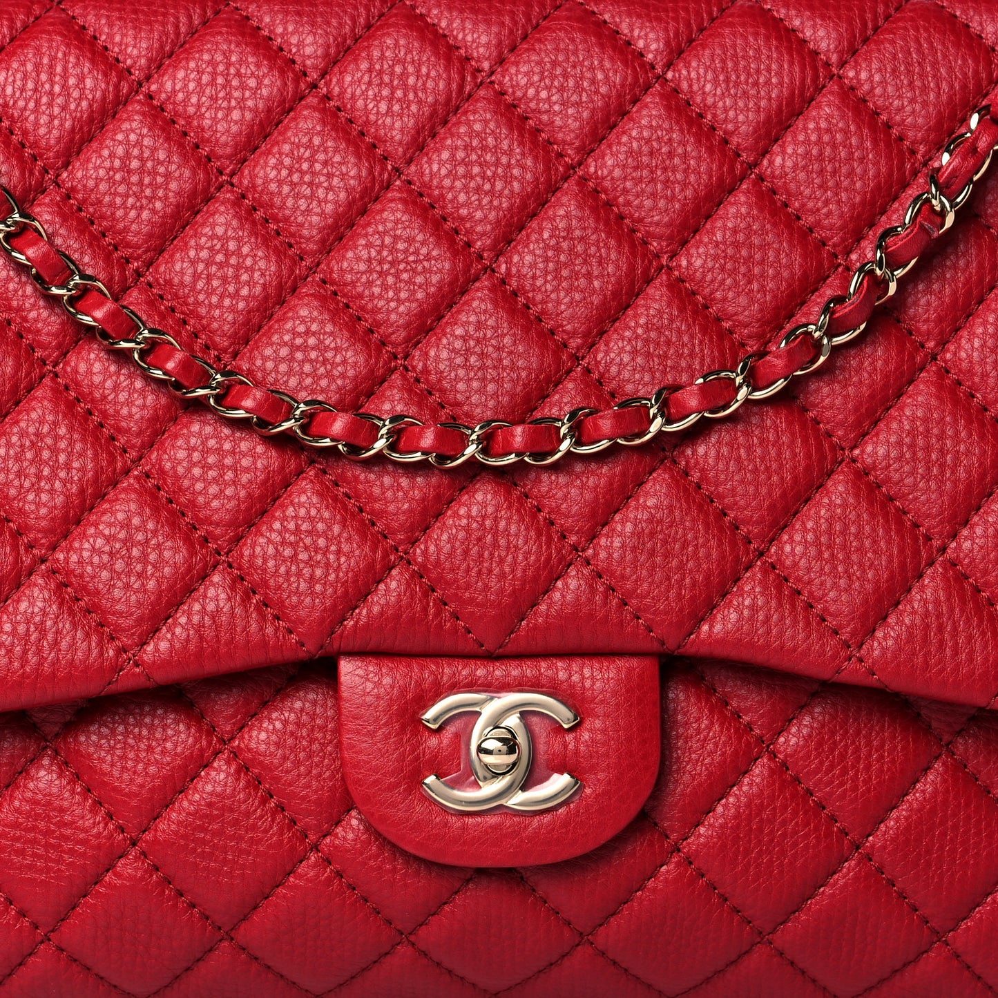Calfskin Quilted Small XXL Travel Flap Bag Red