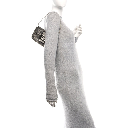 Fendi Metallic Lizard Beaded Embroidered Mini Baguette Grey 2 of 12