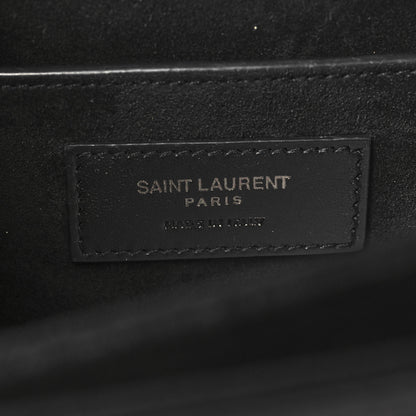 Saint Laurent Calfskin Crocodile Embossed Medium Bellechasse Satchel Matte Black 6 of 10
