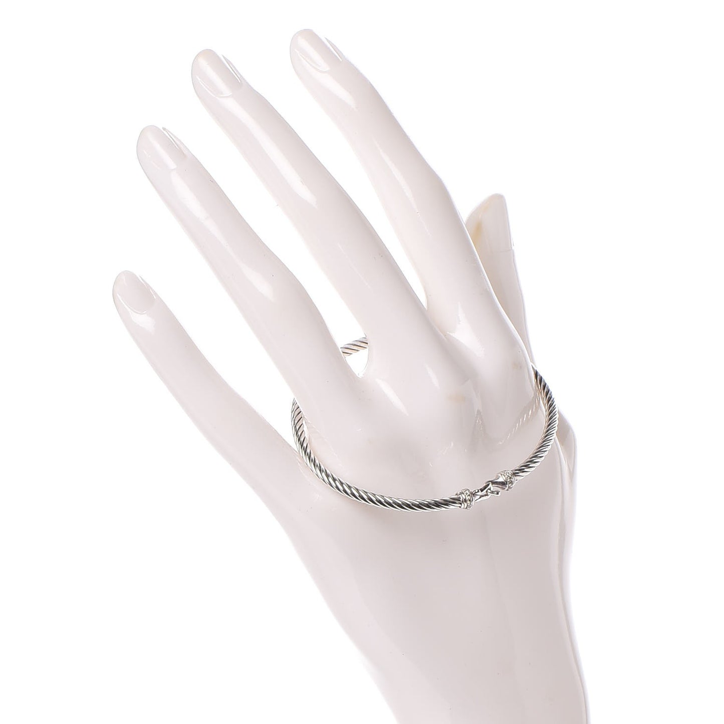 Sterling Silver Diamond 3mm Cable Buckle Bracelet