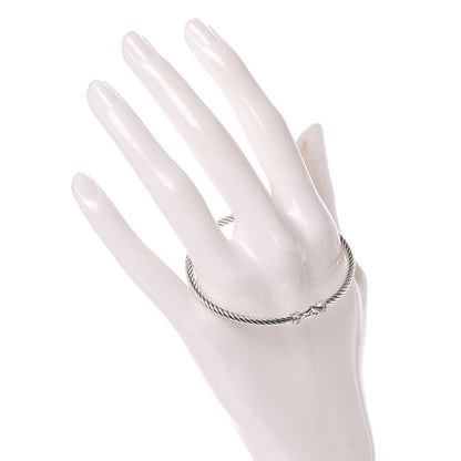 David Yurman Sterling Silver Diamond 3mm Cable Buckle Bracelet 2 of 4